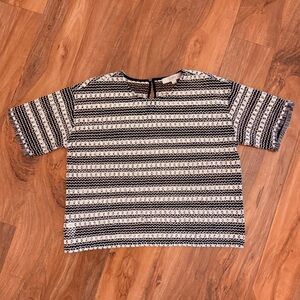 LOFT Black and White Crochet Modern Tee